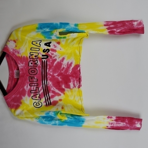 California USA Tie Dye Cropped Longsleeve Tee Sz. Small - Picture 1 of 8